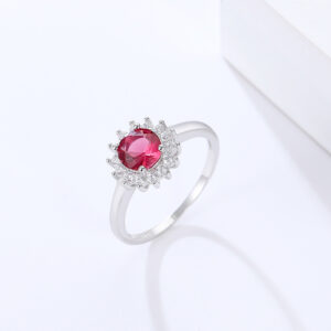 925 Sterling Silver Round Ruby Jewelry Set (Big) - 图片 4