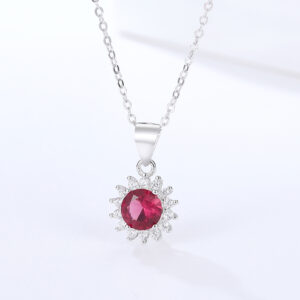 925 Sterling Silver Round Ruby Jewelry Set (Big) - 图片 5