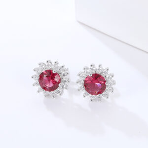 925 Sterling Silver Round Ruby Jewelry Set (Big) - 图片 3